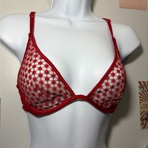 Victoria's Secret Red Floral Mesh Triangle Bralette